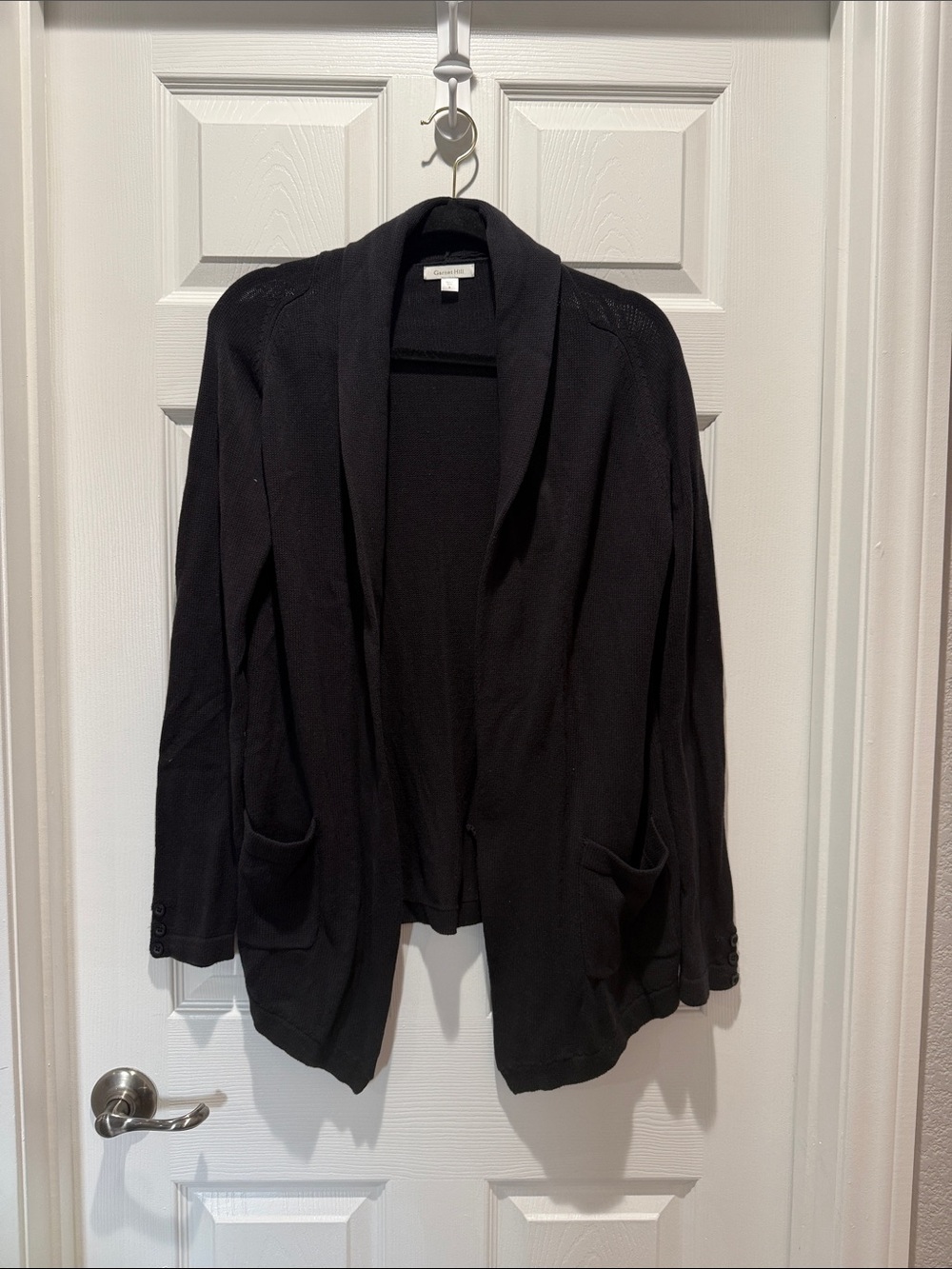 Garnet Hill Black Open-Front Shawl Collar Cardigan Blazer